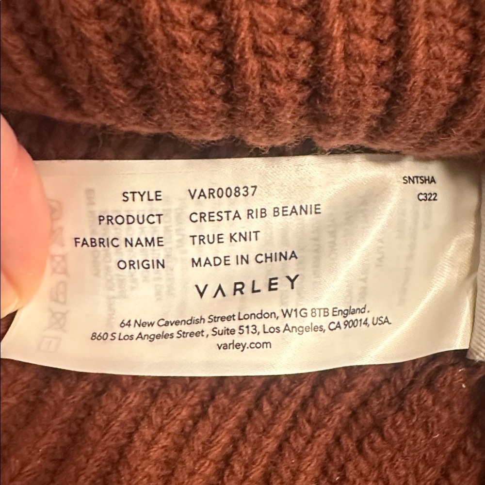 Varley Cresta Rib Beanie / Chocolate - Picture 5 of 6